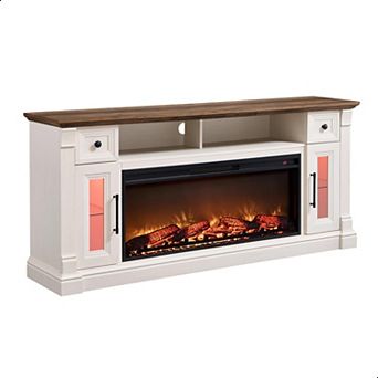 Fireplace TV Stand Farmhouse LED Console Storage Living Room