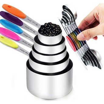 Magnetic Stainless Steel Measuring Cups Spoons Set with Leveler