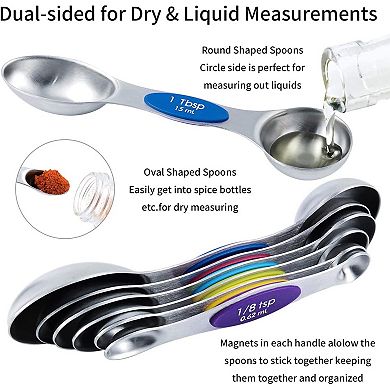 Magnetic Stainless Steel Measuring Cups Spoons Set with Leveler