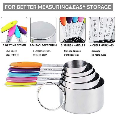 Magnetic Stainless Steel Measuring Cups Spoons Set with Leveler