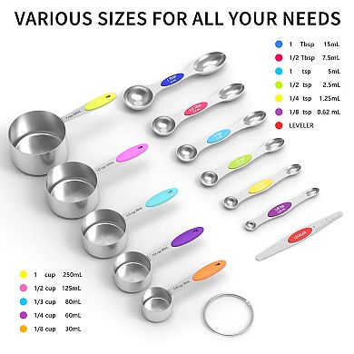 Magnetic Stainless Steel Measuring Cups Spoons Set with Leveler