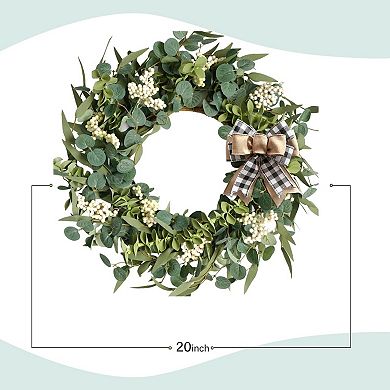 20" Artificial Eucalyptus Wreath Handmade Spring Summer Wedding Mother Festival