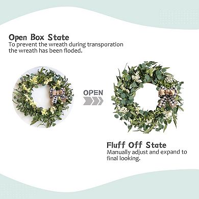 20" Artificial Eucalyptus Wreath Handmade Spring Summer Wedding Mother Festival