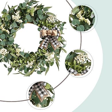 20" Artificial Eucalyptus Wreath Handmade Spring Summer Wedding Mother Festival