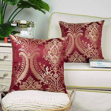 2-Piece Damask Embroidered Throw Pillow Cases