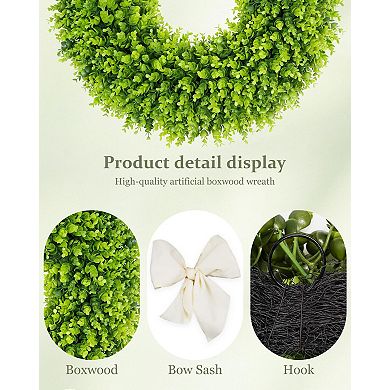 28inch Artificial Boxwood Wreath Spring Summer Wedding Mother Festival