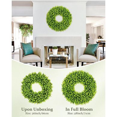 28inch Artificial Boxwood Wreath Spring Summer Wedding Mother Festival