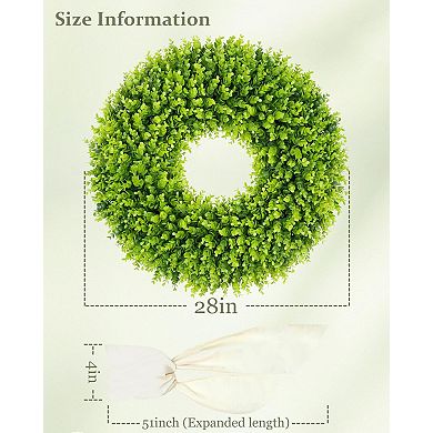 28inch Artificial Boxwood Wreath Spring Summer Wedding Mother Festival