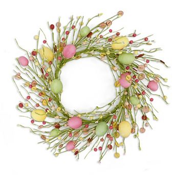 20" Easter Egg Wreath Colorful Berry Door Wall Indoor Outdoor Decor