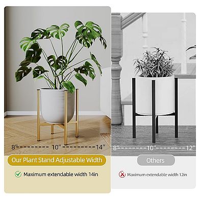 8-14 in Adjustable Mid-Century Plant Stand Corner Holder
