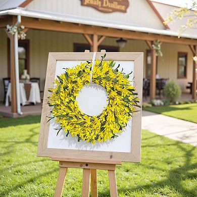 24" Forsythia Wreath Artificial Summer Front Door Window Farmhouse Decor