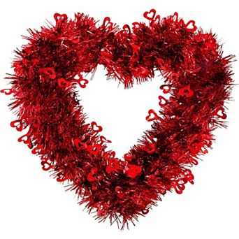 14” Heart Wreath Foil Love Door Hanger Decor Wedding Mother Festival