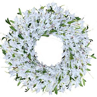 24" Spring Forsythia Wreath Artificial Handmade Floral Decor