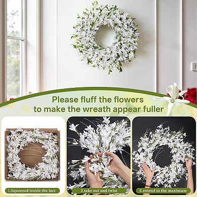 24" Spring Forsythia Wreath Artificial Handmade Floral Decor