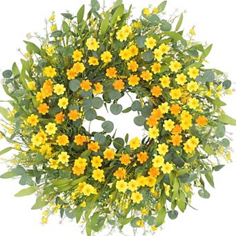 24" Summer Daisy Wreath Front Door Window Wall Handmade Festival Decor