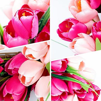 20" Tulip Wreath for Door Window Wall Wedding Mother Festival