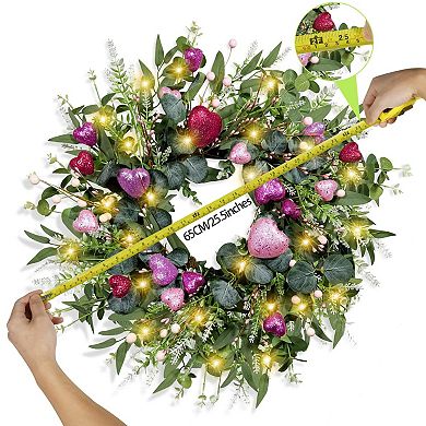 25" Spring Eucalyptus Wreath with Hearts Wedding Mother Festival