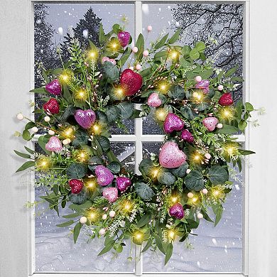 25" Spring Eucalyptus Wreath with Hearts Wedding Mother Festival