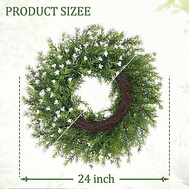 24in Baby's Breath Wreath Spring Floral Farmhouse Door Wall Decor