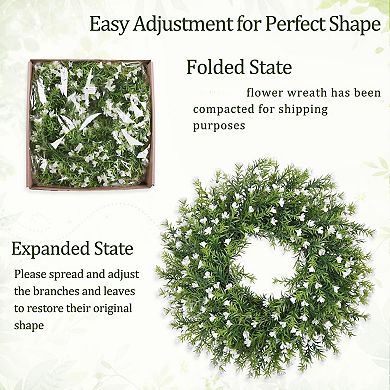 24in Baby's Breath Wreath Spring Floral Farmhouse Door Wall Decor