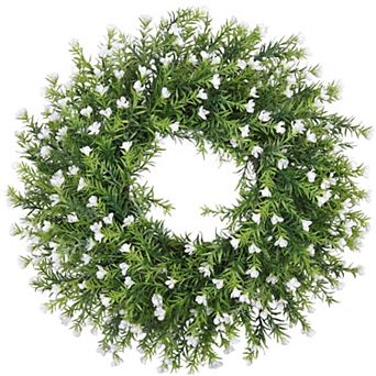 24 in Baby's Breath Wreath Spring Floral Farmhouse Door Wall Decor