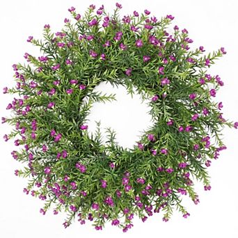 24 in Baby's Breath Wreath Spring Floral Farmhouse Door Wall Decor