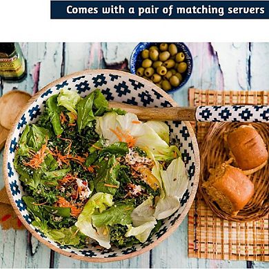 Large Mango Wood Salad Bowl Set