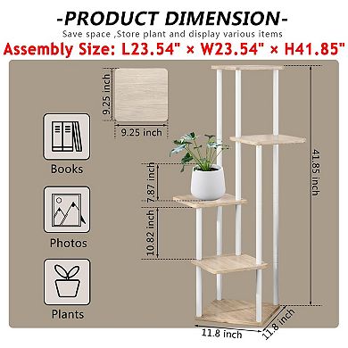 5 Tier Indoor Metal Plant Stand Corner Flower Shelf