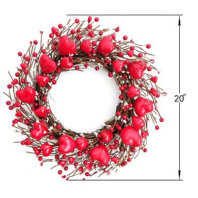 20" Heart Berries Wreath Wedding Holiday Farmhouse Decor