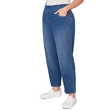 Plus Size Alfred Dunner Geometric Heat Set Super Stretch Denim Short Length Jeans