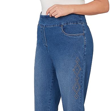 Plus Size Alfred Dunner Geometric Heat Set Super Stretch Denim Jeans