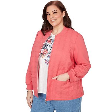 Plus Size Alfred Dunner Quilted Knit Ribbed Jacket