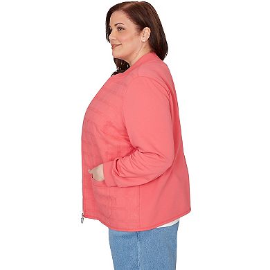Plus Size Alfred Dunner Quilted Knit Ribbed Jacket