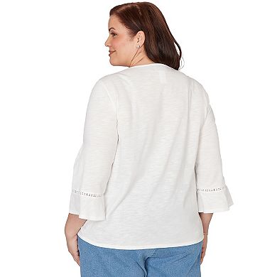 Plus Size Alfred Dunner Embroidered Butterfly Crew Neck Knit Top