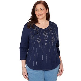 Plus Size Alfred Dunner Diamond Geometric Heat Set Knit Top