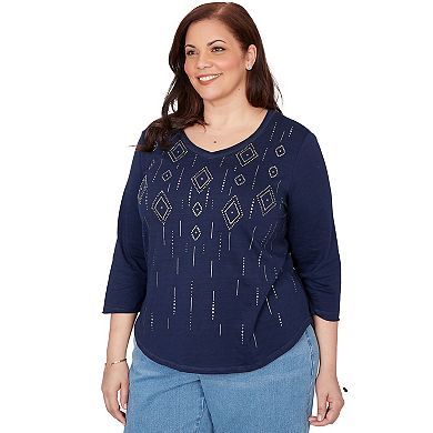Plus Size Alfred Dunner Diamond Geometric Heat Set Knit Top