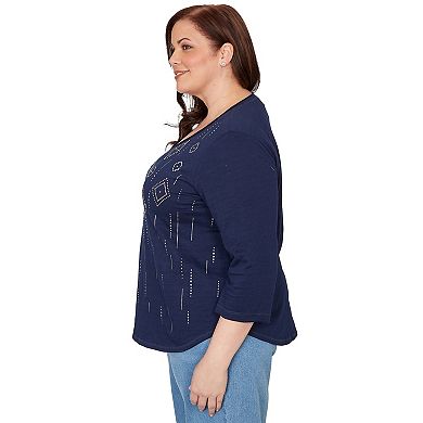 Plus Size Alfred Dunner Diamond Geometric Heat Set Knit Top