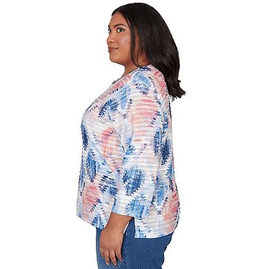 Plus Size Alfred Dunner Aztec Diamond Knit Top