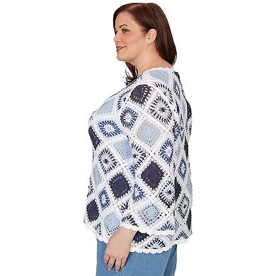 Plus Size Alfred Dunner Diamond Crochet Sweater