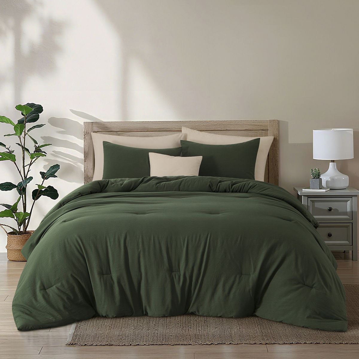 Nanshing Arcadia Soft Prewashed Comforter Set - Dark Green, QUEEN