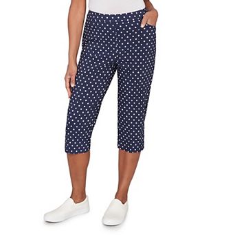Women's Alfred Dunner Polka Dot Flat Front Denim Capris