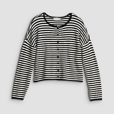 Juniors' Pink Republic Boxy Button Front Sweater Cardigan