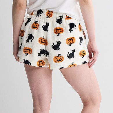 Juniors' Plush Halloween Print Shorts