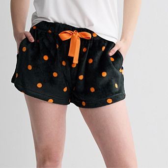 Juniors' Plush Halloween Print Shorts