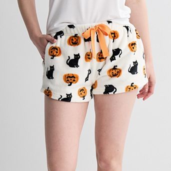 Juniors' Plush Halloween Print Shorts