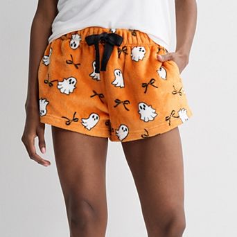 Juniors' Plush Halloween Print Shorts