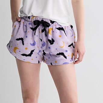 Juniors' Plush Halloween Print Shorts