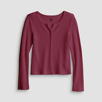 Girls 6-20 SO® Long Sleeve Button Front Top in Regular & Plus Size