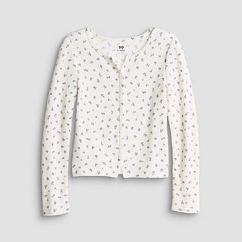 Girls 6-20 SO® Long Sleeve Button Front Top in Regular & Plus Size