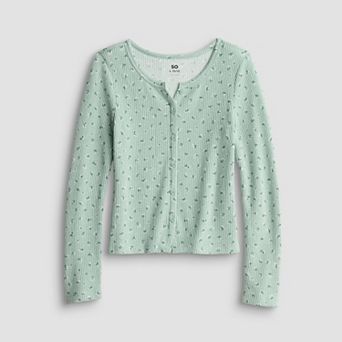 Girls 6-20 SO® Long Sleeve Button Front Top in Regular & Plus Size